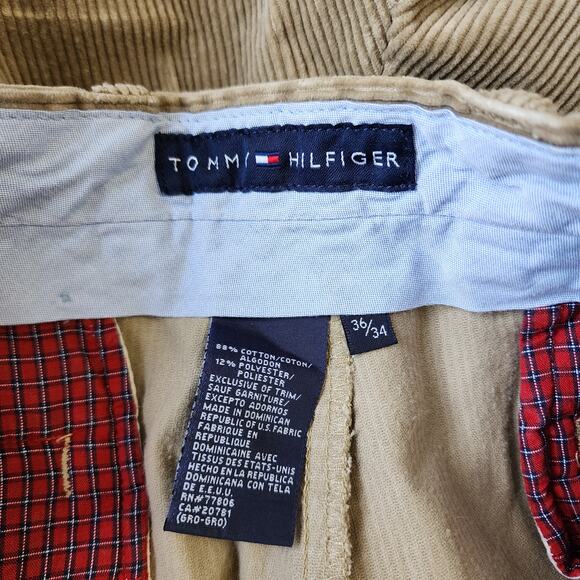 Tommy Hilfiger Pleated Tan Corduroy Men's Pants Trousers Size 36x34 - Picture 3 of 4